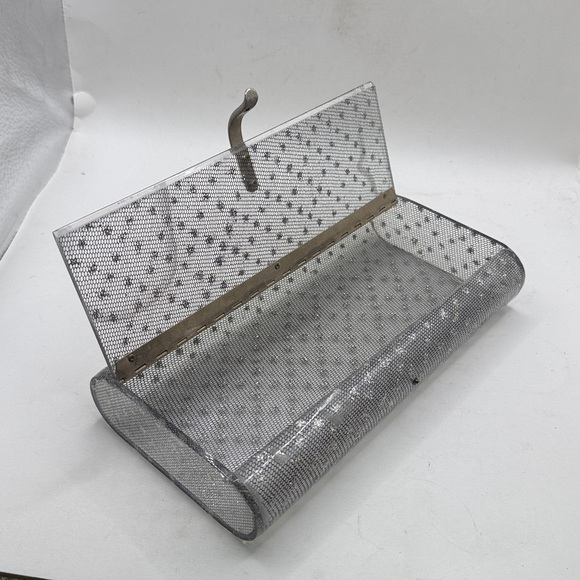 Wilardy Handbags - Vtg Wilardy Lucite Clutch Purse Clear Silver Confetti Acrylic 50s 60s Glitter